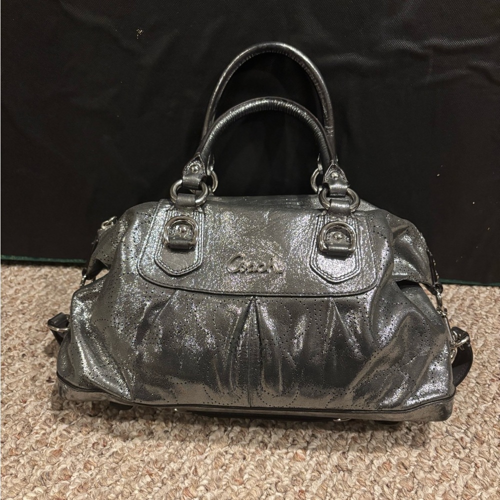 Vintage Coach Shimmering Silver Satchel